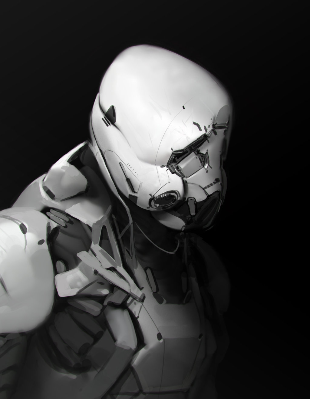 Bashed sad robot face via Archillect